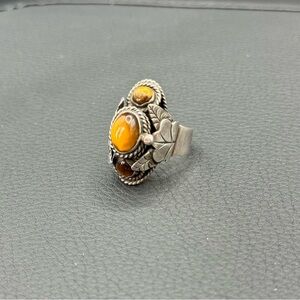 Locket tiger Eye Mexico Taxco size 6 adjustable sterling silver ring